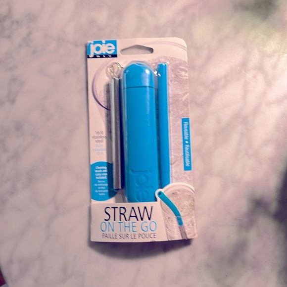 Joie Straw On The Go set NWT,reusable, stainless steel straw+cleaning brush+case - Picture 7 of 7